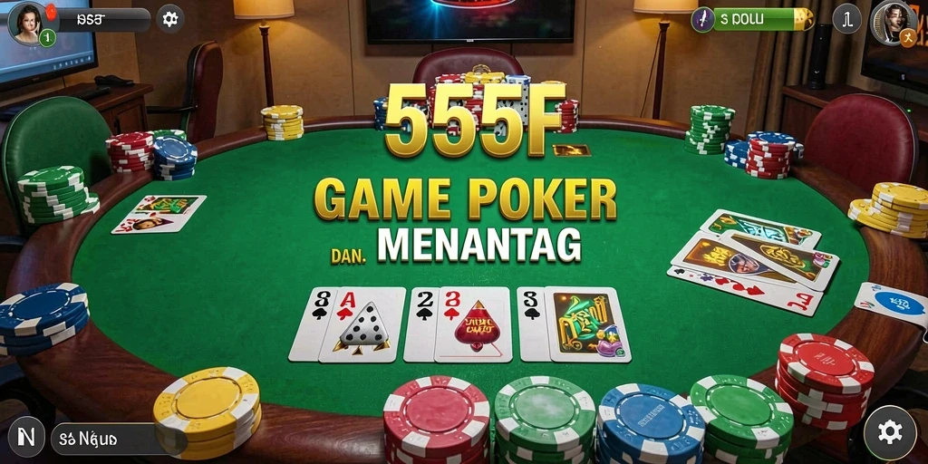 Gameplay seru Poker di 555F dengan teman-teman.