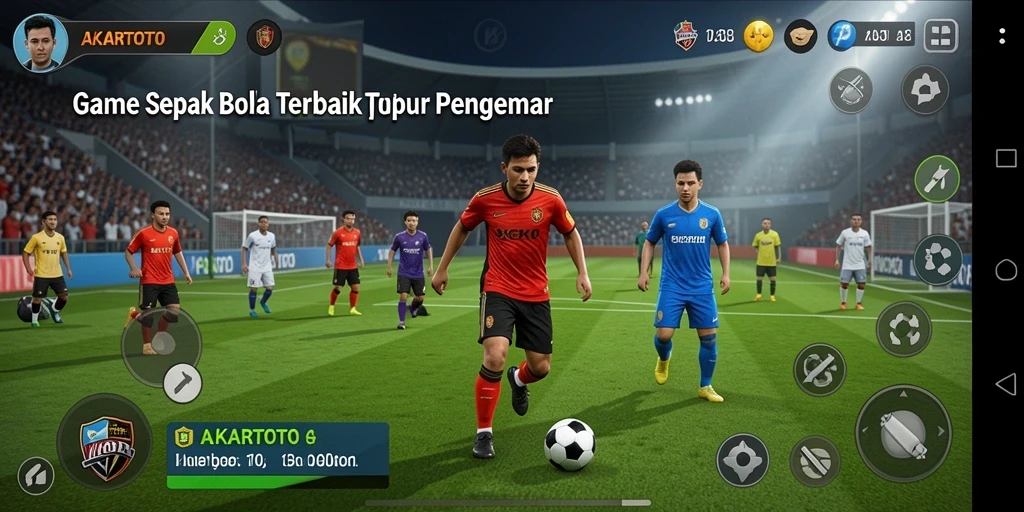 Tampilan permainan sepak bola AKARTOTO dengan aksi seru di lapangan.