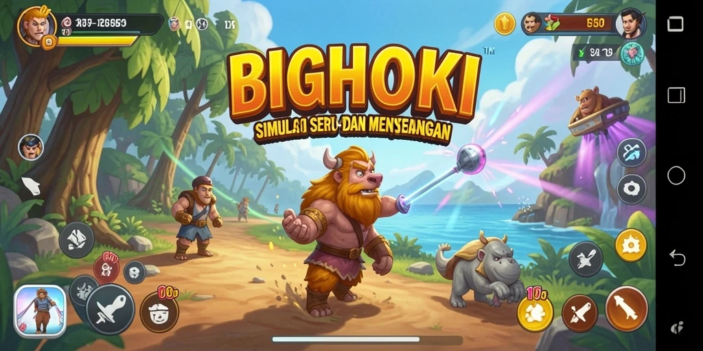 Screenshot gameplay BIGHOKI yang menampilkan dunia simulasi yang realistis.