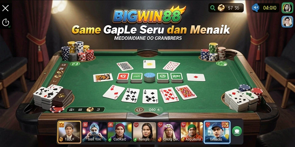 Tampilan gameplay Gaple yang seru dan interaktif di BIGWIN88.