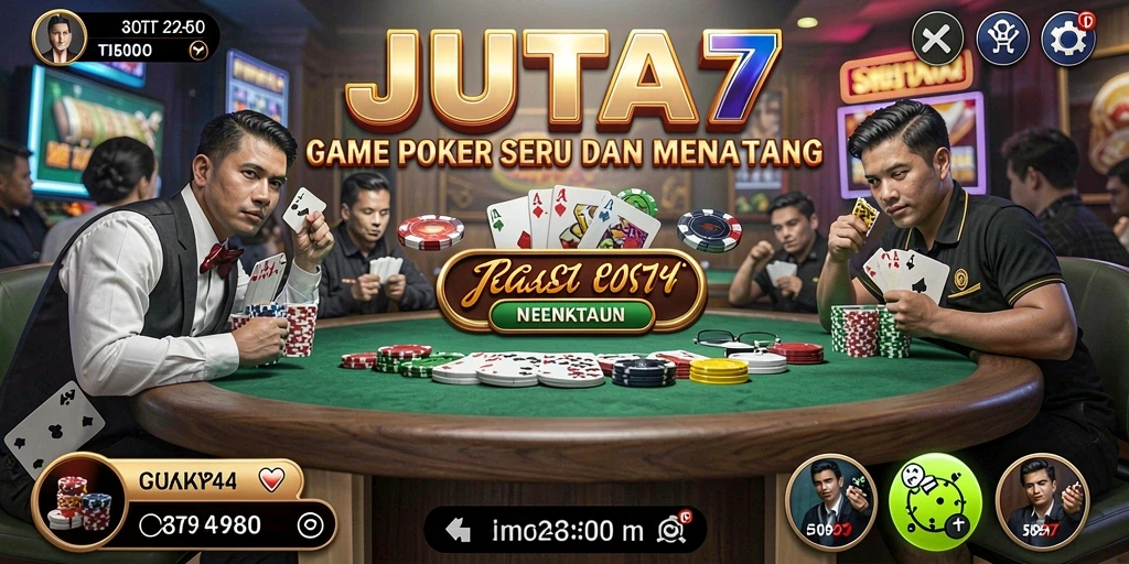 Screenshot gameplay JUTA7 yang menampilkan keseruan bermain poker.