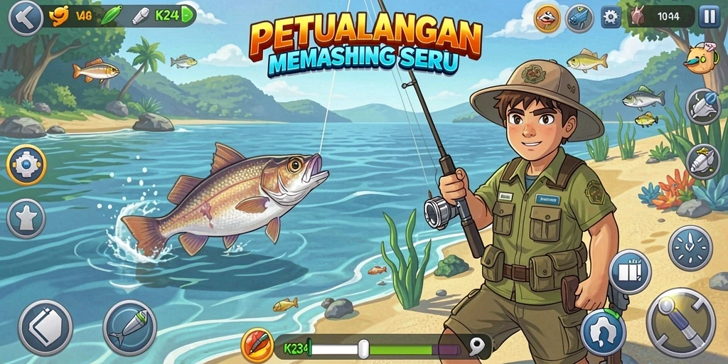 Tampilan gameplay K234 yang menampilkan pengalaman memancing yang menarik.