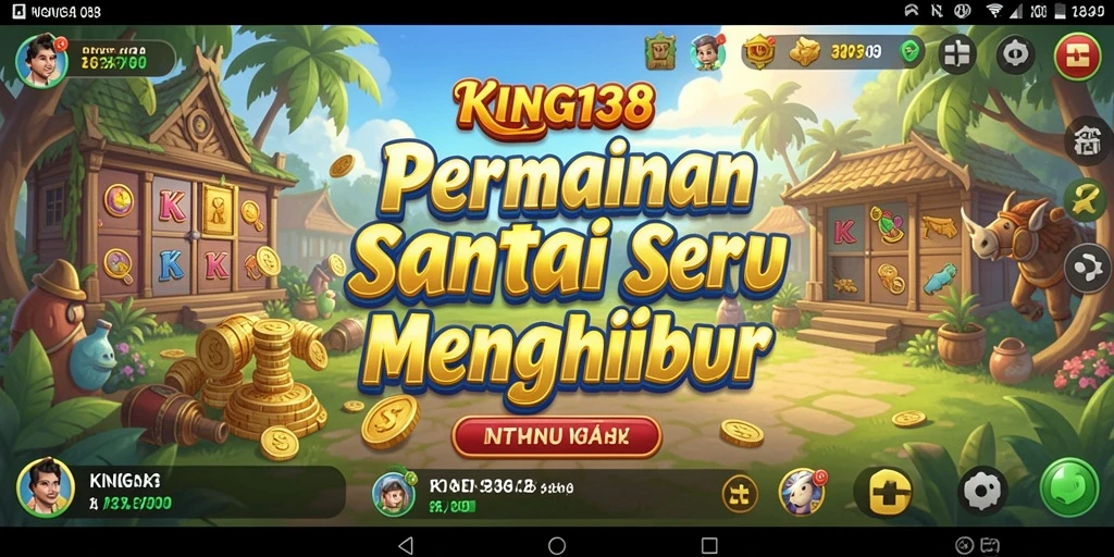 Tampilan gameplay KING138 yang penuh warna dan menyenangkan.