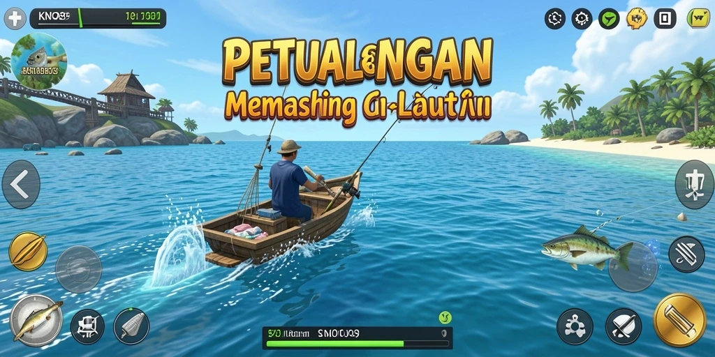 Gameplay KNO89 yang mendebarkan dengan grafis memukau saat memancing.
