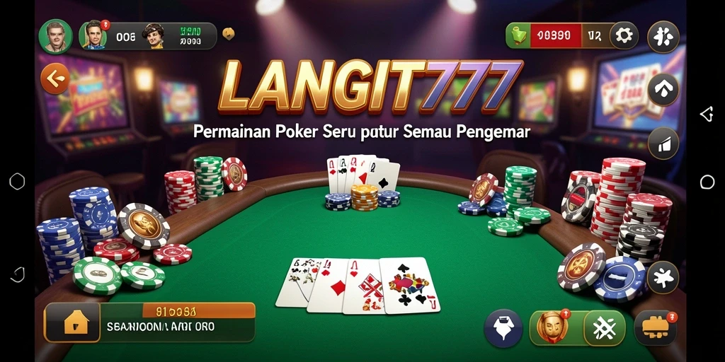Tampilan menarik dari permainan poker di LANGIT777 yang sedang berlangsung.