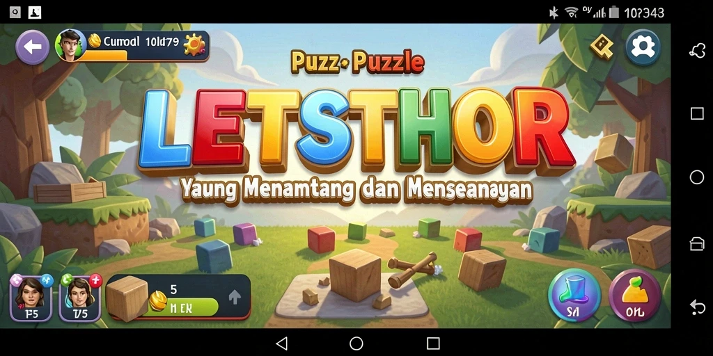 Tampilan gameplay LETSTHOR dengan berbagai teka-teki yang menantang.