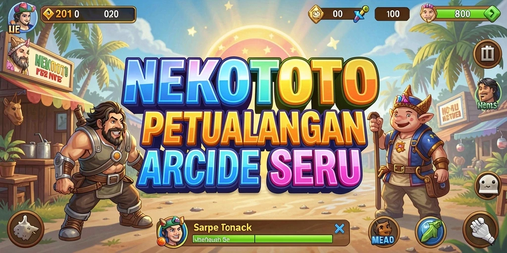 Screenshot utama NEKOTOTO menampilkan gameplay yang seru dan penuh warna.