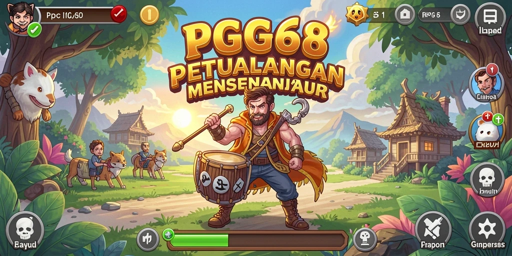 Tampilan gameplay PGG68 menampilkan karakter yang aktif dalam tugas mereka.