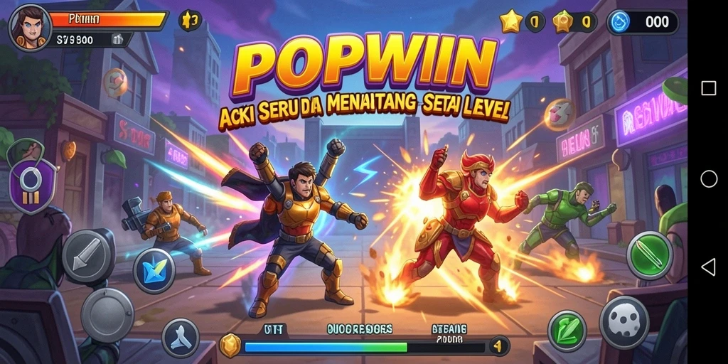Screenshot utama menunjukkan gameplay action yang intens dan menegangkan.