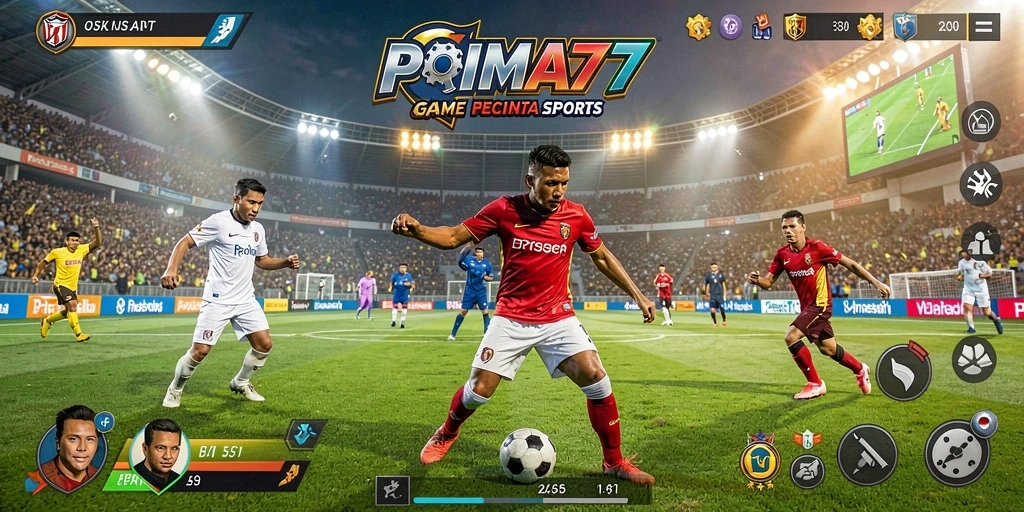 Tampilan gameplay seru dalam PRIMA77 yang menampilkan aksi olahraga.