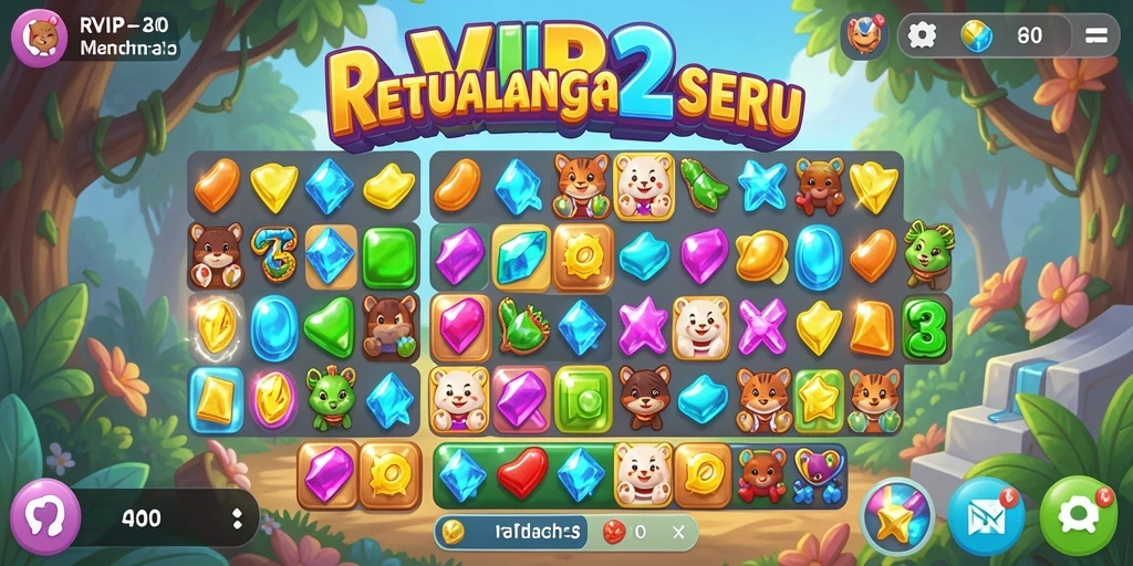 Tampilan gameplay seru dalam RVIP2 dengan kombinasi permata yang menawan.