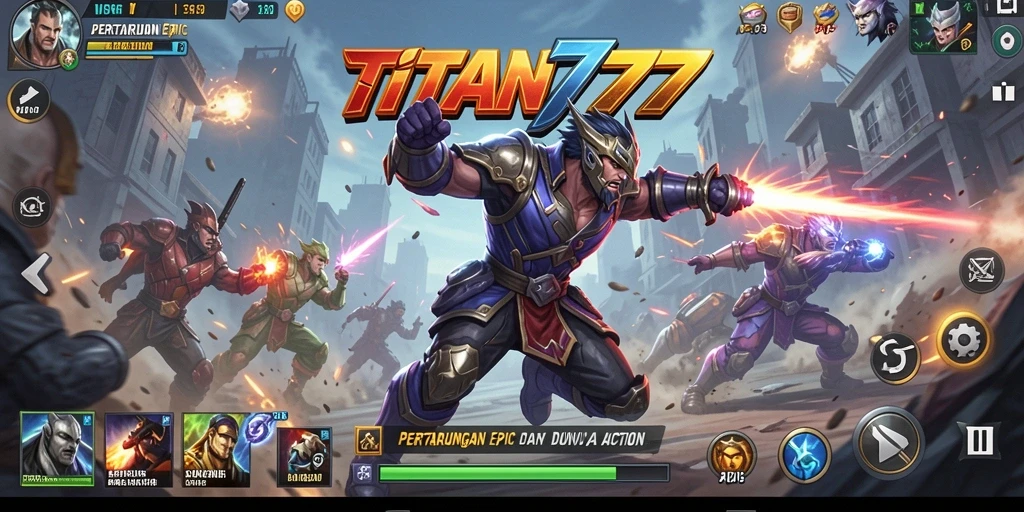 Tampilan pertarungan seru dalam TITAN777 yang memukau.