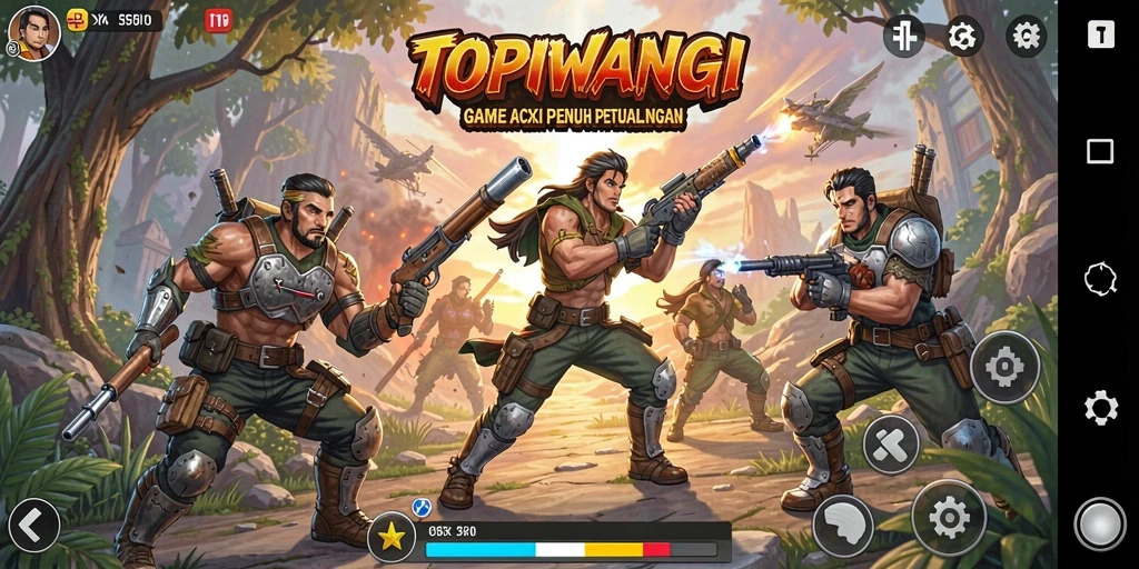 Gameplay seru dari TOPIWANGI dengan aksi mendebarkan.