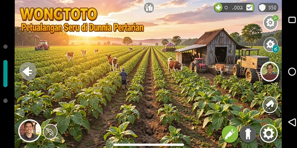 Tampilan gameplay WONGTOTO yang menakjubkan dengan lahan pertanian yang luas.