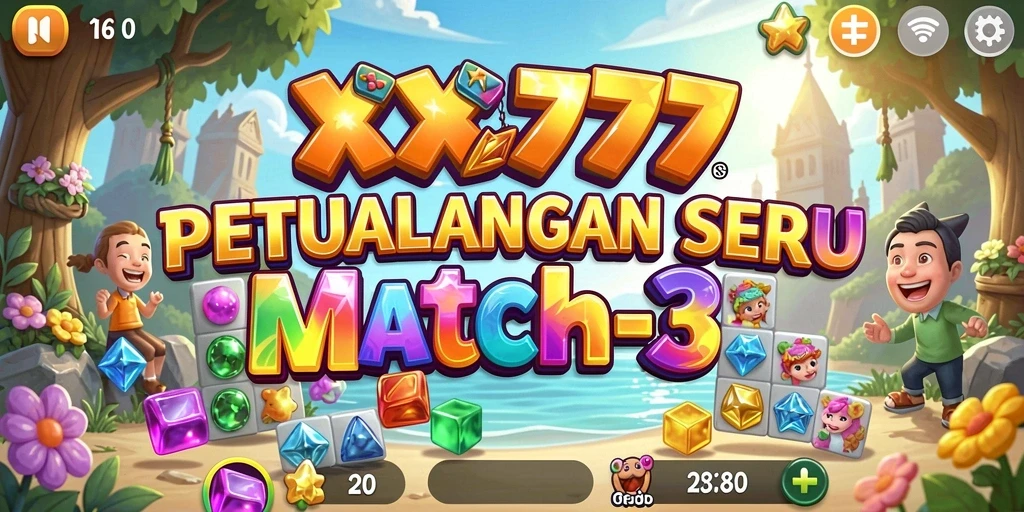 Screenshot utama XXX777 menampilkan gameplay seru permainan Match-3.